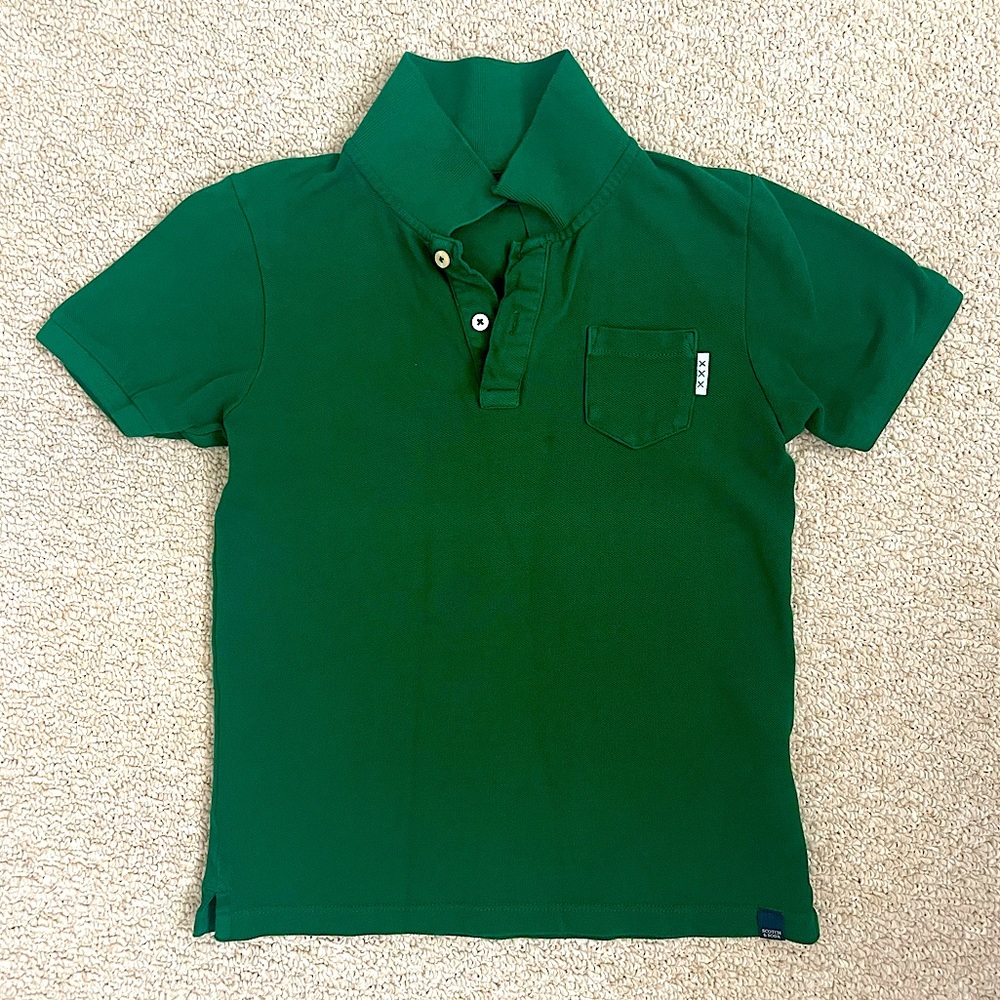 Scotch & Soda Kids Boys Green Polo Chest Pocket Size 8